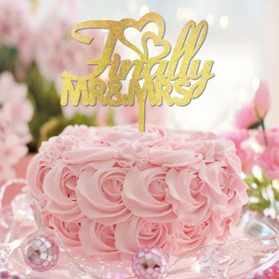 Finally Mr Mrs Personalized Glitter Gold Mr & Mrs Cake Toppers Couple Beach Cake Toppers For Wedding Anniversary Party Favors Wedding Gifts For Couple