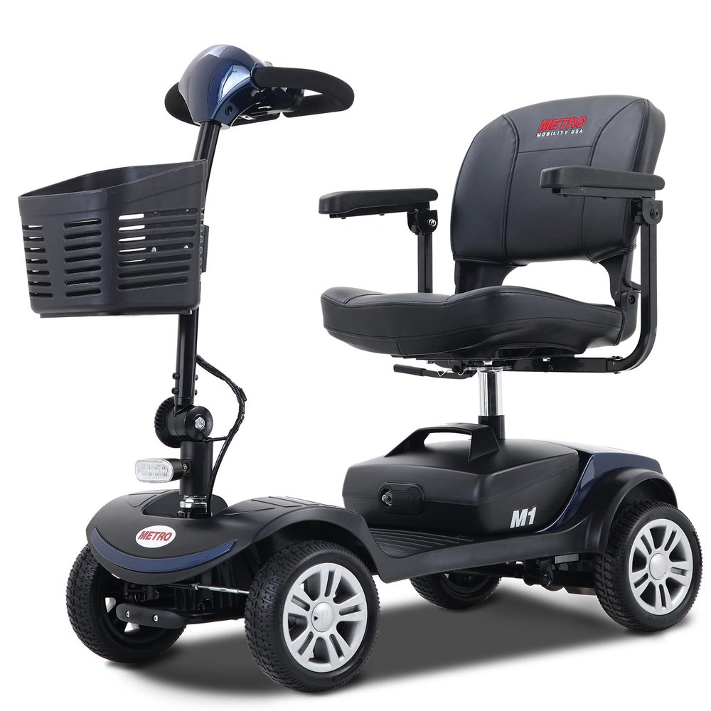 Folding Mobility Scooter for Seniors 4 Wheel Scooter for Adults Electric Medical Scooter Compact for Foldable in Boot Trunk for Traveling with Seniors Blue