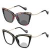 2pcs Transition Photochromic oversized Bifocal Cat Eye Reading Glasses For Women adjustable Vision Sunglasses Reader (2PCS-BLACK&FLOWER, 1.75, multiplier_x) view 1