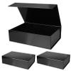 Aimyoo 3 Pack Black Collapsible Gift Box with Magnetic Closure Lids 10.5x7x3 in, Bridesmaid Groomsmen Proposal Box, Medium Rectangle Box for Present Graduation Wedding Storage view 1