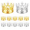 12 Pcs Crown Cake Topper, Mini Crown Queen Princess Headpiece Cake Decoration for Wedding Royal Themed Baby Shower Decorations Birthday Party Gold + Silver view 1