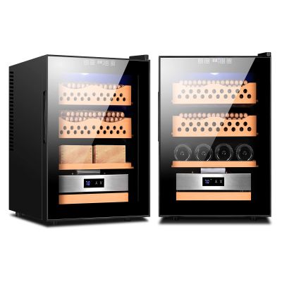 demcigar Electronic 50L Cigar Cooler Humidor,Built-in Humidification System with Digital Hygrometer Cedar Wood Shelves Temperature Humidity Controllable for 150 Cigars Moisturizing Humidor(Black)