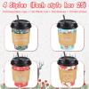 Remerry 100 Sets 400 Pcs 12 oz Christmas Disposable Coffee Cups with Lid, Straws and Sleeves Snowflake Reindeer Snowman Paper Cups Xmas Party Supplies for Hot Drink Cold Beverage(Bright Style) view 3