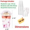 Aatriet 16 oz Clear Plastic Parfait Cups with Insert 4oz & Dome Lids No Hole - (50 Sets) Yogurt Fruit Parfait Cups for Dips and Veggies, Take Away Breakfast and Snacks. No Leaking view 2