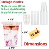 16 oz Clear Plastic Parfait Cups with Insert 4oz & Flat Lids No Hole - (50 Sets) Yogurt Fruit Parfait Cups for Kids, for Dips and Veggies, Take Away Breakfast and Snacks. No Leaking view 2