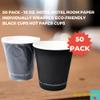 50 PACK - 10 oz. Hotel Motel Room Paper Individually Wrapped Eco-Friendly BLACK Cups Hot Paper Cups view 2