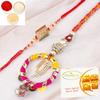 Ghasitaram Gifts Rakhis Online - Rakhi for Brother- RM-130 Bhaiya Bhabhi Rakhi with 400 GMS of Besan Barfi view 1