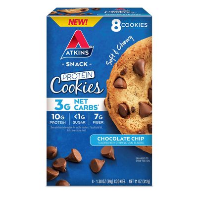 Atkins Soft and Chewy Chocolate Chip Protein Cookie, Keto Friendly (8 Count)
