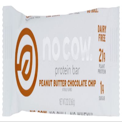 No Cow High Protein Bars, Peanut Butter Chocolate Chip, 21g Plant Based Vegan Protein, Keto, Low Sugar, Low Carb, Low Calorie, Gluten Free, Naturally Sweetened, Dairy Free, Non GMO, Kosher, 2.12 Oz (Pack of 12)