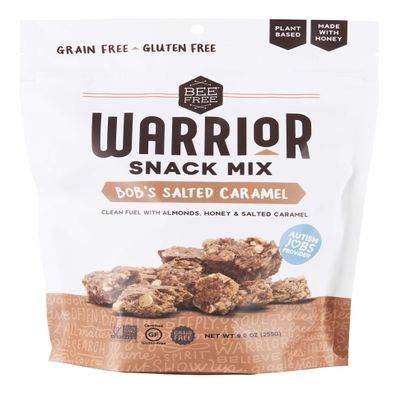 BeeFree Warrior Mix Gluten Free Granola - Chunky Granola Bites | Paleo, Low Carb, Grain Free, Preservative Free, Oat Free | Low Calorie Snacks | Bob's Salted Caramel, 9 Ounce Bag