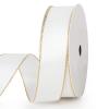 VIVIQUEN White Double Faced Satin Ribbon with Gold Edge, 1 Polyester Continuous Ribbon -25 Yards,Wide Ribbon for Gift Wrapping,Wedding,Bows Bouquet,Floral Arrangement and Craft view 1