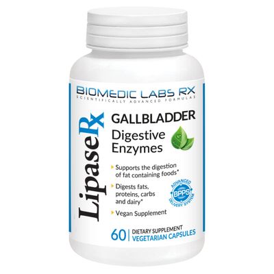 Biomedic Labs RX Gallbladder Formula, Lipase, Protease and Amylase Digestive Enzymes to Reduce Bloating - Vegetarian Formula, 60 Veg Capsules