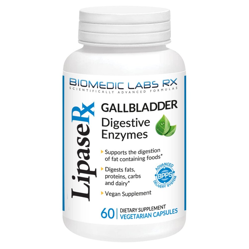 Biomedic Labs RX Gallbladder Formula, Lipase, Protease and Amylase Digestive Enzymes to Reduce Bloating - Vegetarian Formula, 60 Veg Capsules