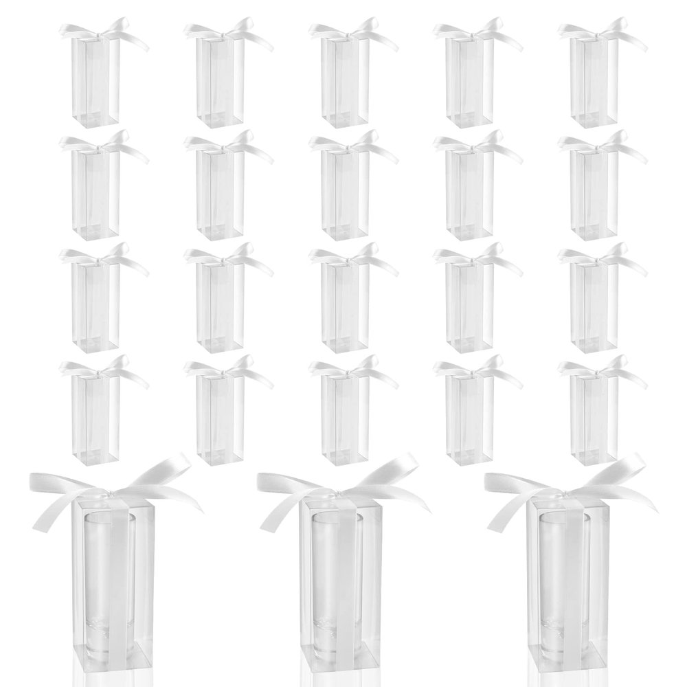 WANGDEFA 20 Pieces Shot Glass Gift Box Shot Glasses Boxes 1.971.974.7 Inch Shot Glass Favor Bags for Gifting Can Hold 2oz Glasses for Wedding Party Baby Shower (Not Included Glasses)