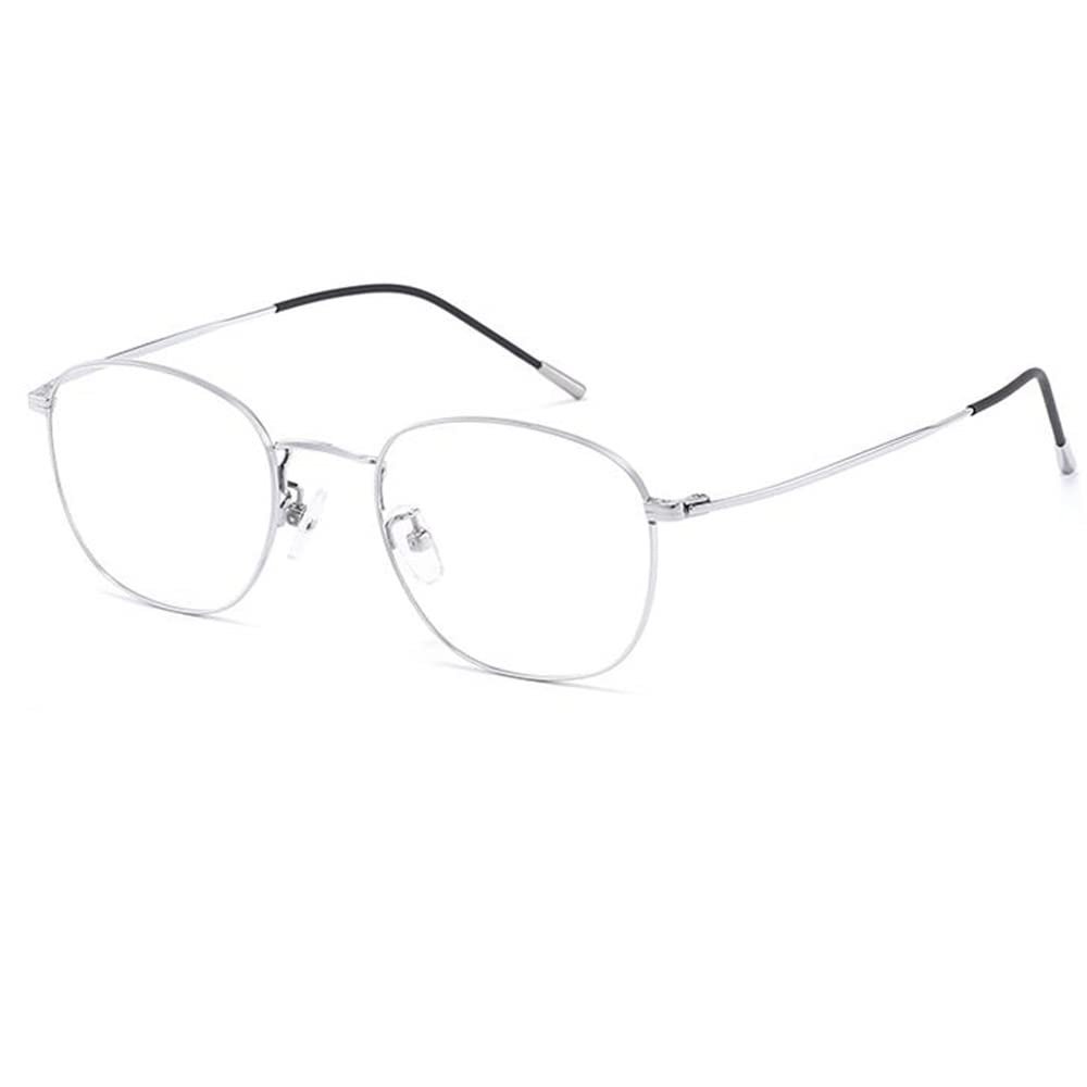 LKP Blue Light Reading Glasses Titanium Alloy Frame Lightweight Anti Blue Light Lens Eyewear For Men And Women Silver +0.75(Silver,+1.50)