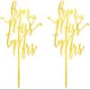 From Miss to Mrs - Love Themed Gold Cake Topper for Proposal, Wedding, Bridal Shower or Anniversary Cake (Pack of 2) view 1