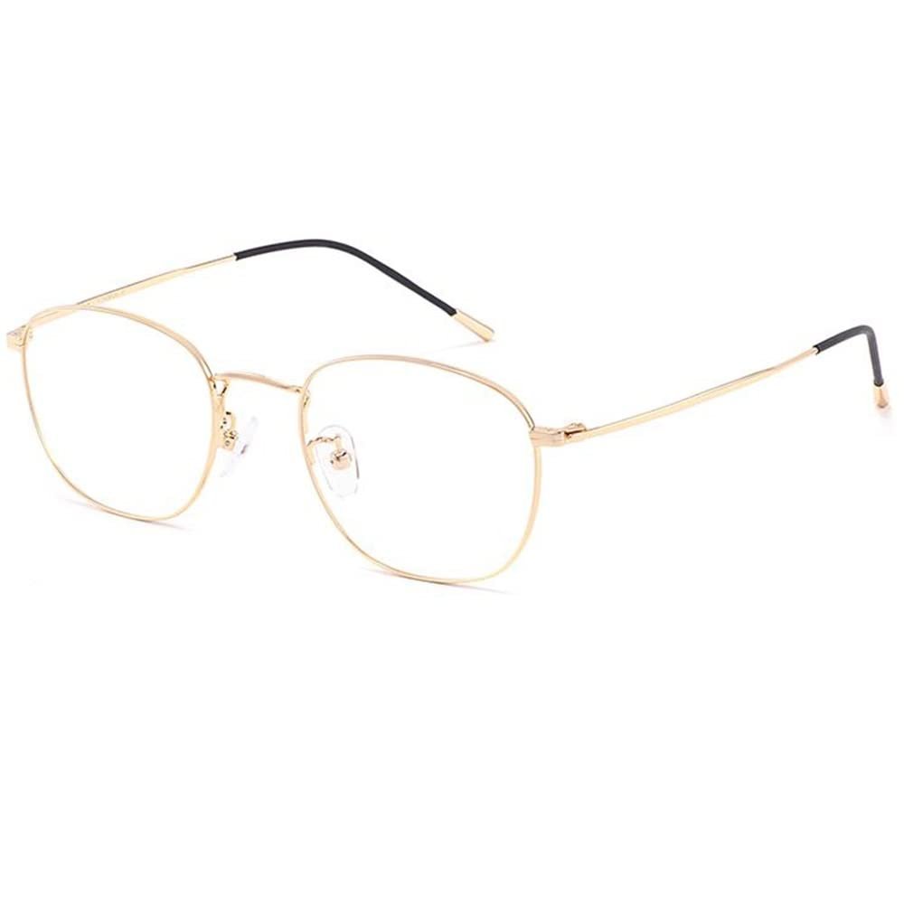 LKP Blue Light Reading Glasses Titanium Alloy Frame Lightweight Anti Blue Light Lens Eyewear For Men And Women Silver +0.75(Gold,+2.50)