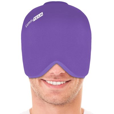 ComfiTECH Head Ice Pack Wrap Cold Cap Cooling Gel Hat, Large, Purple