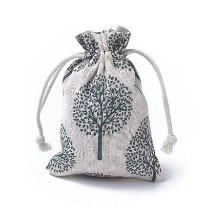 KISSITTY 20pcs Tree of Life Pattern Printed Burlap Drawstring Bags Gift Packing Pouches Cloth Storage Bags for Jewelry Gifts Birthday Party Favors Wrapping 3.93-4.01x5.51-5.67inch