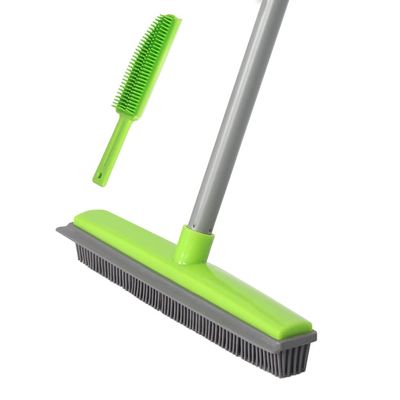 Rubber Broom and Pet Hair Removal Brush Set for Carpet, Fur Remover Broom with Squeegee for Wooden Floor, Detailing Lint Remover Brush for Pet Dog Cat Hair Car Interior