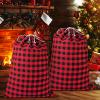 2PCS 35''x55'' Jumbo Christmas Drawstring Gift Bags, Santa Bags Extra Large, Buffalo Plaid Christmas Gift Bags Santa Sack with Drawstring,Heavy Xmas Bags for Xmas Holiday Gift Giving and Party Decor view 1