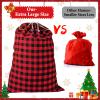 2PCS 35''x55'' Jumbo Christmas Drawstring Gift Bags, Santa Bags Extra Large, Buffalo Plaid Christmas Gift Bags Santa Sack with Drawstring,Heavy Xmas Bags for Xmas Holiday Gift Giving and Party Decor view 3