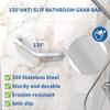 16 Inch Angled Shower Grab Bar White, Munzong 2 Pack Anti Slip Bathroom Grab Bar, Knurled Bathroom Balance Bar,Safety Hand Rail Support Handicap Elderly Injury Senior Assist Bath Handle-1.25 Tube view 4