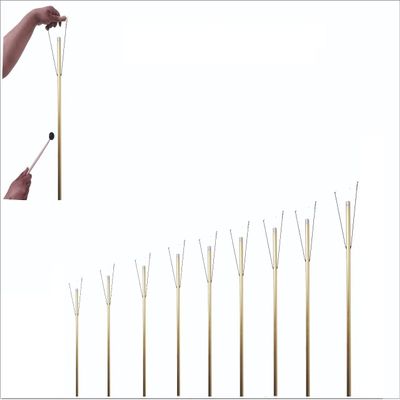 9 Gold Color Sacred Solfeggio Healing Hand Tuned Pipes with 9 Mallets Individual Wooded Hand Stands LOUDER than Tuning Forks