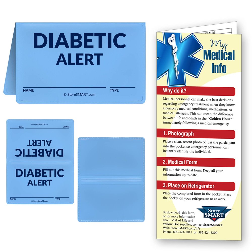 StoreSMART -Vial of Life- Folding Wallet Diabetic Alert - Emergency Medical Information Holder for ID - 10 -Pack - DBPRWLT-10
