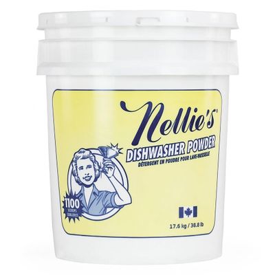 Nellie's Dishwasher Powder - Superior Grease Penetration, Powerful Plant-Based Formula, Safe for Septic Systems, Advanced Food Particle Dislodging, Eco-Conscious Cleaning - 1,100 Scoop Bulk Bucket