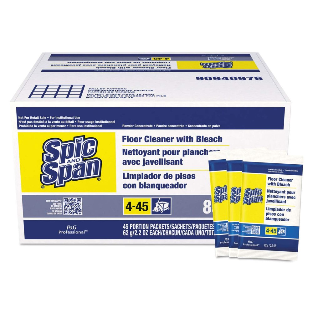 2 Case,Spic and Span 02010 Powder Floor Cleaner with Bleach, 2.2 Ounces (Case of 45)
