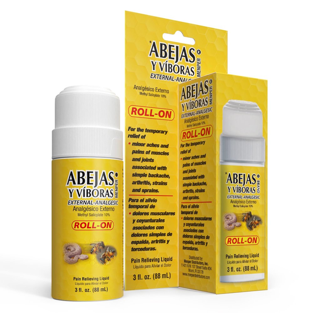 ABEJAS Y VIBORAS Soothing Roll-on for Muscles & Joints - Quick Absorption, Clean Application (3 Fl Oz/Pack of 1)