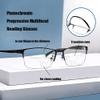 LKP Photochromic Anti Blue Light Reading Glasses Progressive Multifocal Outdoor Glasses Sunglasses Half Metal Frame 1pack(Silver,+2.00) view 3