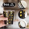 Sieral 100 Pcs Black Gold Foil Disposable Paper Cups Valentine Polka Dot Shot 9 oz Coffee Drinkware Bulk for Wedding Dinner Party Supplies(Black and Gold) view 2