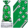 Blulu 100 Pcs Soccer Treat Gift Bags, Soccer Cellophane Goodie Bag Heat Sealable Party Favors Candy Football Treat Bags with 100 Pcs Silver Twist Ties(Green) view 1