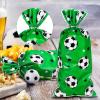 Blulu 100 Pcs Soccer Treat Gift Bags, Soccer Cellophane Goodie Bag Heat Sealable Party Favors Candy Football Treat Bags with 100 Pcs Silver Twist Ties(Green) view 3