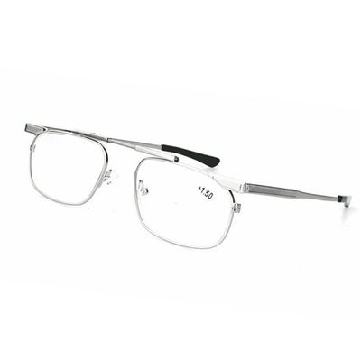 LKP Presbyopia Glasses, Adjustable Reading Glasses Metal Frame Readers For Unisex Reading Eyeglasses Diopter +2.50(Silver,+1.50)