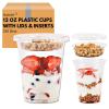 Aatriet [150 SETS] 12 oz Clear Plastic Parfait Cups with Insert 3.25oz & Flat Lids No Hole, Yogurt Fruit Parfait Cups for Kids, for Dips and Veggies, Take Away Breakfast and Snacks. No Leaking view 1