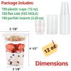 Aatriet [150 SETS] 12 oz Clear Plastic Parfait Cups with Insert 3.25oz & Flat Lids No Hole, Yogurt Fruit Parfait Cups for Kids, for Dips and Veggies, Take Away Breakfast and Snacks. No Leaking view 2