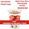 Aatriet [150 SETS] 12 oz Clear Plastic Parfait Cups with Insert 3.25oz & Flat Lids No Hole, Yogurt Fruit Parfait Cups for Kids, for Dips and Veggies, Take Away Breakfast and Snacks. No Leaking view 3