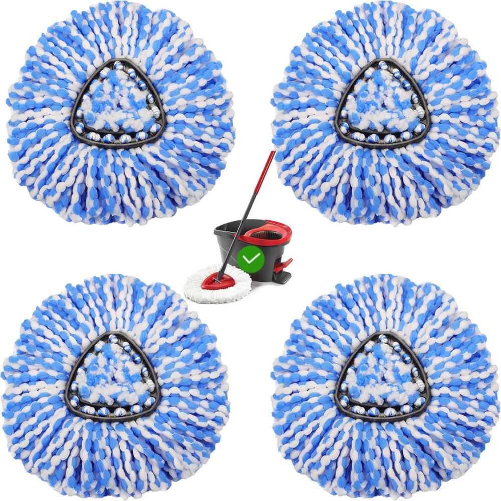 4 Pack Spin Mop Replacement Heads Compatible with O Cedar EasyWring Spin Mop,Microfiber Spin Mop Refills, Easy Cleaning Floor Mop Head Replacement