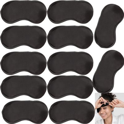 12 Pack Blindfold Eye Mask Cover Sleep Mask for Team Games Travel Sleep Party Supply with Adjustable Strap for Women Men Kids, Black