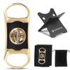 KEENSUN Zinc Alloy V-Cut Cigar Cutter (Gold and Black CNC Engraved Diamond Finish), 60 Ring Gauge, Stainless Steel Cut Blade with Leather Case, Cigar Holder and Gift Box view 1