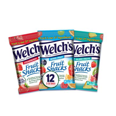Welchs Fruit Snacks, Variety Pack With Mixed Fruit, Strawberry & Island Fruits, Gluten Free, Bulk Pack, 5oz (Pack of 12)