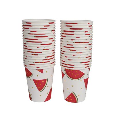 Geeklife Gold Watermelon Paper Party Cups Bulk, 9 oz Noble Gold Foil Fruit Disposable Decorative Cups Set,40 pcs