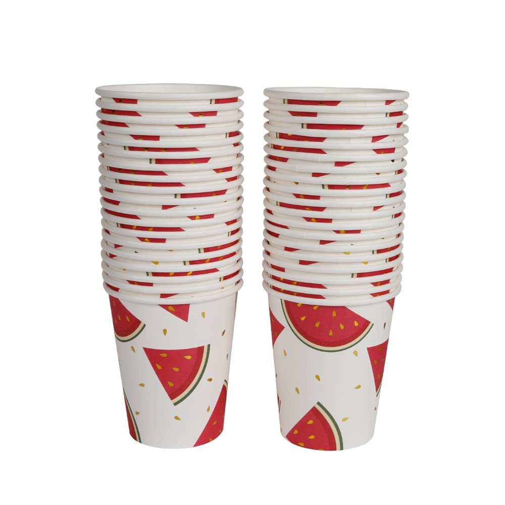 Geeklife Gold Watermelon Paper Party Cups Bulk, 9 oz Noble Gold Foil Fruit Disposable Decorative Cups Set,40 pcs