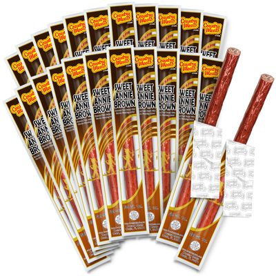 Country Meats, Meat Sticks, 0 Trans Fat, USDA Certified, Good Source of Protein, Carb Conscious Snack (24 Meat Sticks, Sweet Annie Brown)