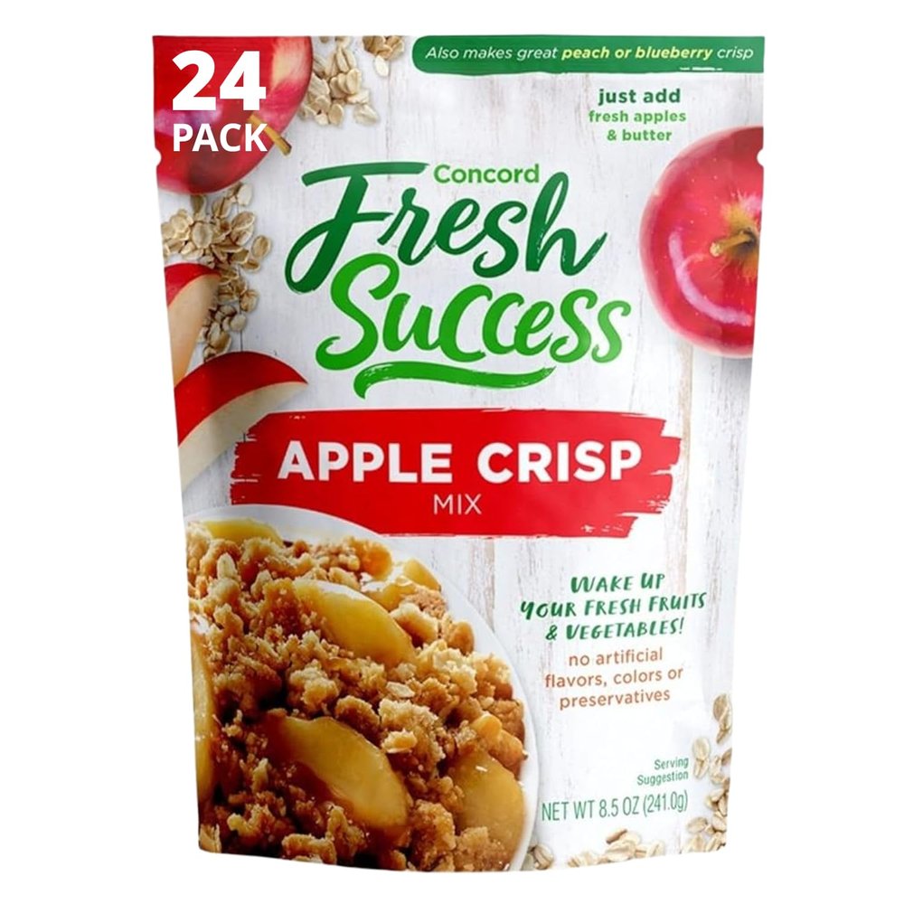 Concord Foods Apple Crisp Mix: Easy-to-Make Dessert with Delicious Ready to Go Ingredients - Sweet, Tender Fruit Dessert Covered in Buttery, Cinnamon Crumb Topping (8.5 oz Pack of 24)