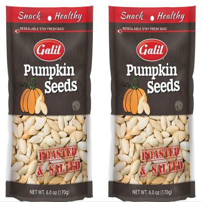 Galil Roasted Pumpkin Seeds Salted Pumpkin Seeds  Kosher Parve Pumpkin Seeds for Snacking 6 Ounce (Pack of 2)