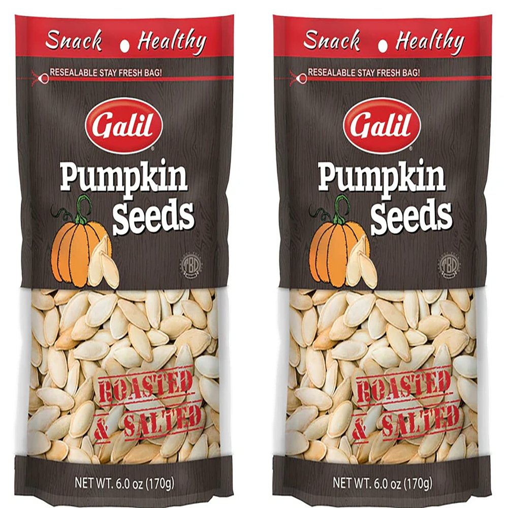 Galil Roasted Pumpkin Seeds Salted Pumpkin Seeds Kosher Parve Pumpkin Seeds for Snacking 6 Ounce (Pack of 2)